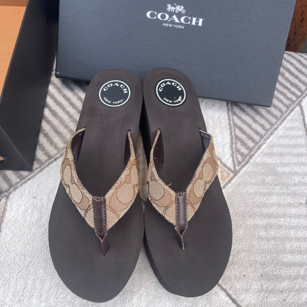 Coach Tan and Brown Sandals - Picture 2 of 9